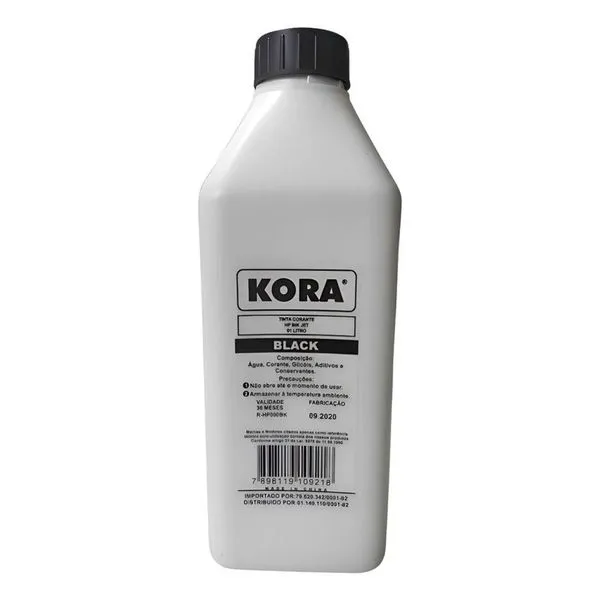 Tinta para Impressora Ecotank Compatível Recarga de Cartuchos e Bulk Ink Preto 1L Kora Tinta para Impressora Ecotank Compatível Recarga Preto 1L Kora