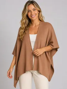 Poncho Manto Assimétrico Feminino BEGE