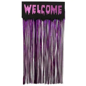 Placa Welcome Halloween Roxa - 85cm X 60cm
