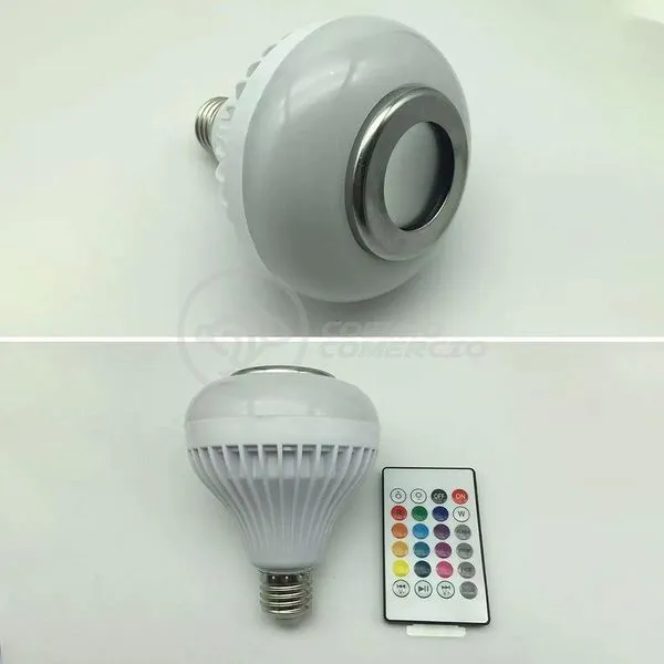Lâmpada Led 12W E27 Rgb Colorida Com Caixa De Som