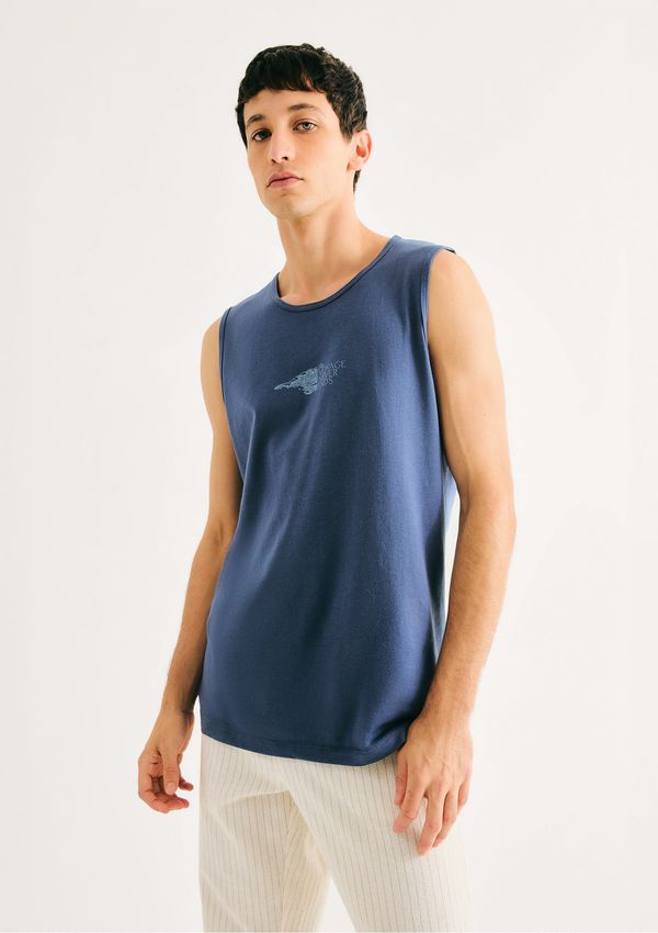 Regata Básica Masculina Slim Em Malha - Azul P