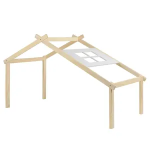 Telhado V Casinha Prime em Madeira Maciça Natural/Branco Casatema
