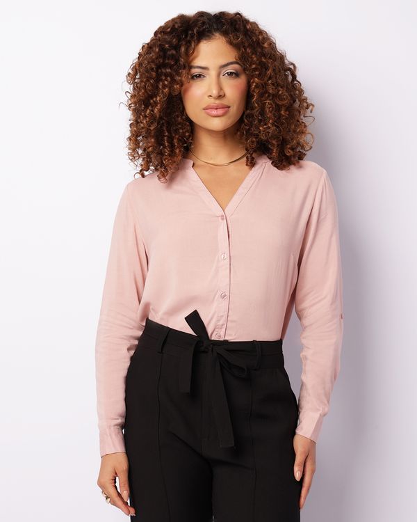 Camisa Feminina Berry & Co. Viscose Gola Padre Rosa GG