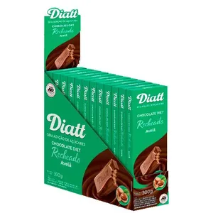 Chocolate Diet Recheado com Avelã Diatt contendo 12 unidades de 25g cada