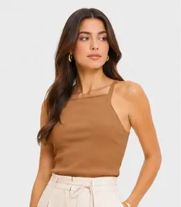 Blusa De Alça Feminina Tecido Henera Infinita Cor Bege GG