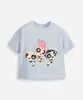 camiseta de algodão infantil as meninas super poderosas com glitter azul 12