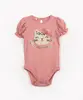 body infantil de malha ursinha manga curta rosa escuro 0-3
