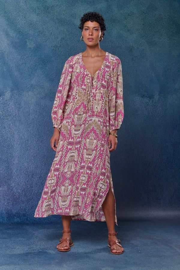 VESTIDO BATA ESTAMPA AMAT ROSA - 42