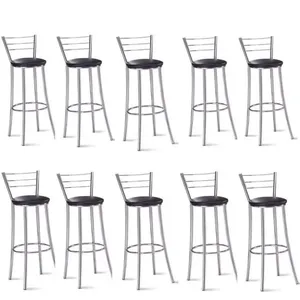 Kit 10 Banquetas Para Bancada Cromada Grazi Preto