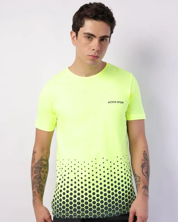 Camiseta Esportiva Masculina com Estampa Neon Amarela G