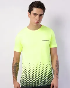 Camiseta Esportiva Masculina com Estampa Neon Amarela G