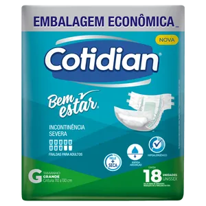 Fralda Geriátrica Cotidian Bem Estar G 18 un