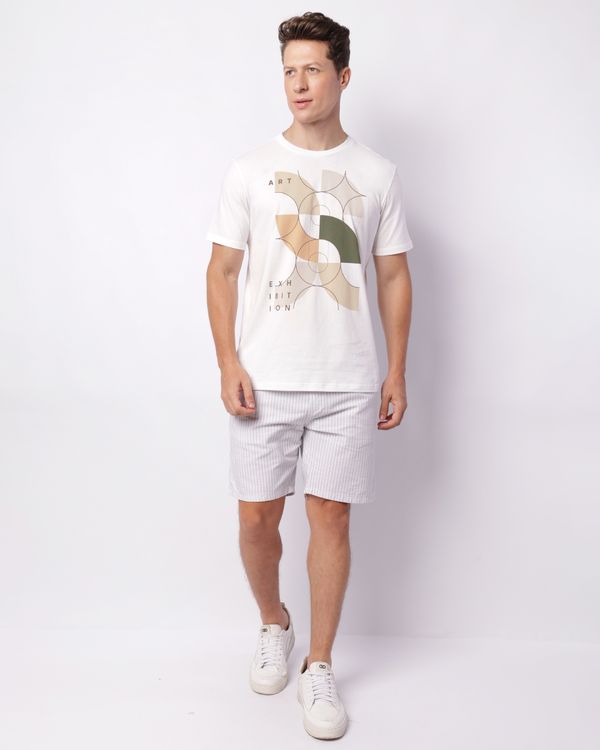 Bermuda Sarja Masculina Reta Listrada Cinza GG