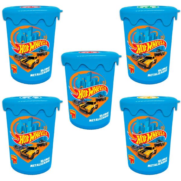 5X SLIME METALIZADO 180G - HOT WHEELS - DOCE BRINQUEDO