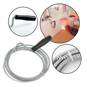 Desentupidor de Tubulação Manual Espiral Flexível com 3M para Vasos, Pias e Ralos Prata FBG Desentupidor de Tubulação Manual Espiral Flexível com 3M Prata FBG