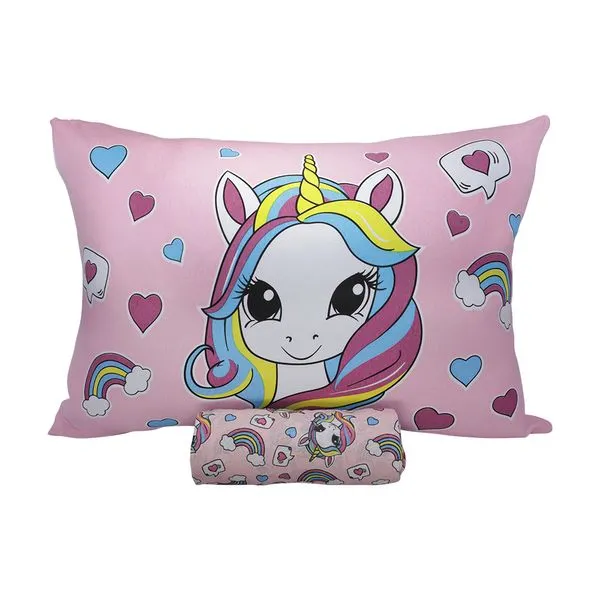 Jogo Cama Solteiro Infantil Joy 70% Algodão Estampa Sweet Unicorn 2 Peças 0310495SUC - Portallar