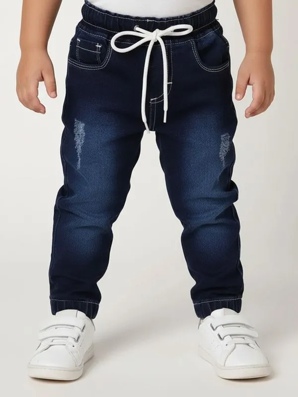 Calça Jeans Jogger Infantil Para Menino - AZUL 1