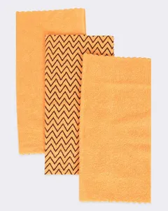 Kit 3 Panos Microfibra 30cmx30cm Laranja UN