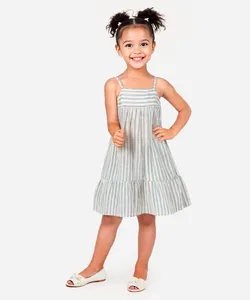 vestido midi infantil listrado colorido 6