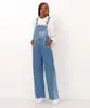 jardineira jeans com recortes azul 34