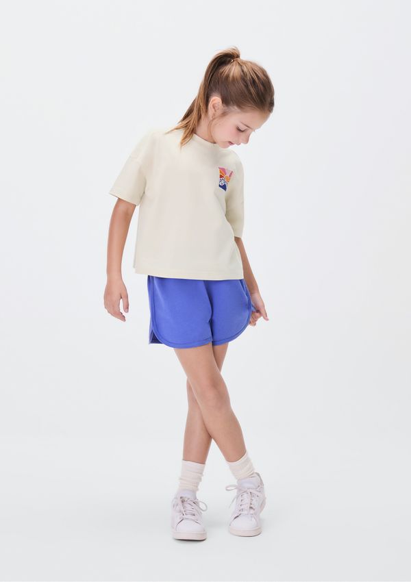 Conjunto Curto Em Moletom Infantil Menina Com Estampa - Azul 014