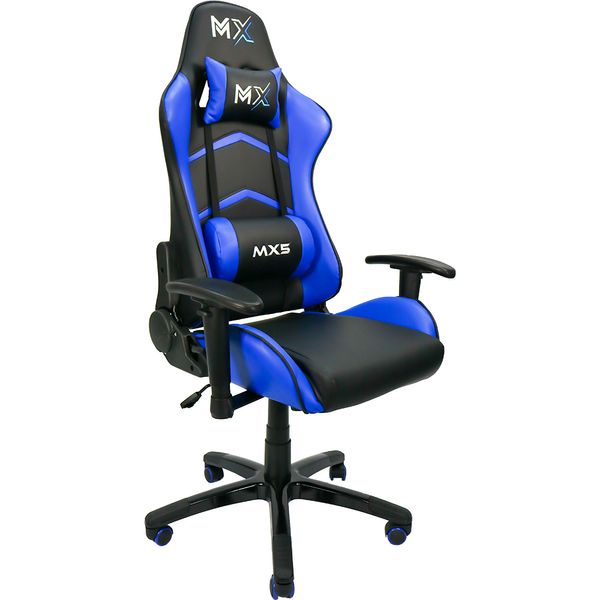 Cadeira Gamer Mymax MX5 MGCH-MX5/BL (Preto/Azul, até 150kg, encosto e braços ajustáveis)