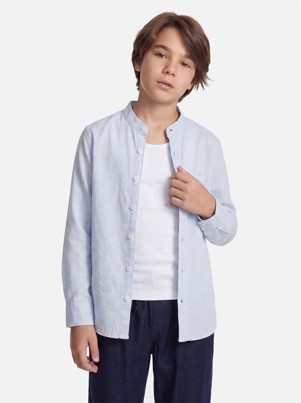 Camisa Flamê Manga Longa Infantil Gola Padre Azul Bebe - PP