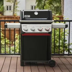 Churrasqueira a Gás Aço Inox Spirit E-425 Acendimento Rápido Controle de Temperatura Preta Weber Churrasqueira a Gás Aço Inox Spirit E-425 Controle de Temperatura Preta Weber