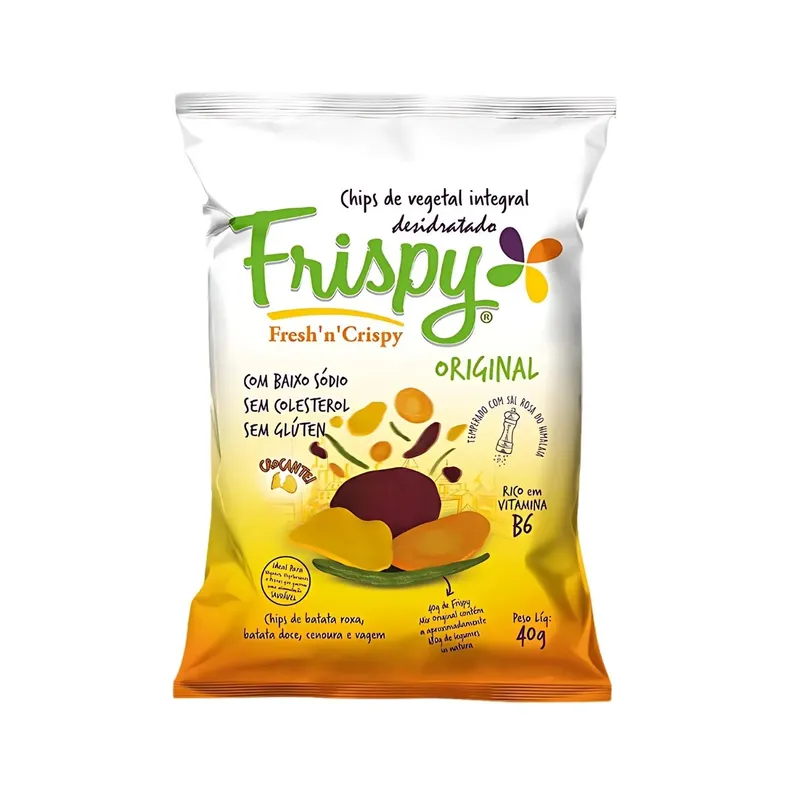 Chips Batata Cenoura Vagem Vegano Sem Glúten Original Frispy 40g