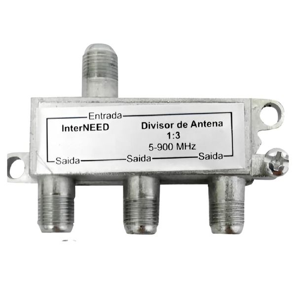 Divisor Coaxial 1:3 Copo de Metal 5A 900MHZ Interneed Divisor Coaxial 1:3 Corpo de Metal 5A 900MHZ 01 Peça