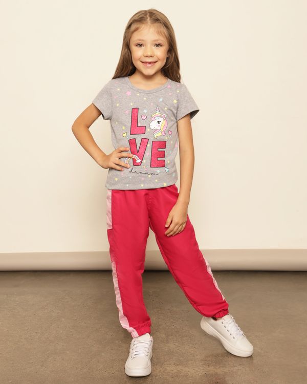 Calça Infantil Jogger Recorte Lateral Rosa 10