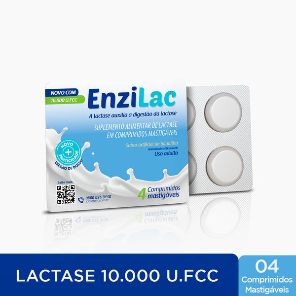 Enzilac 10000U.FCC Sabor Baunilha 4 Comprimidos Mastigáveis