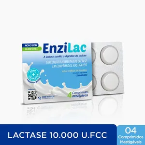 Enzilac 10000U.FCC Sabor Baunilha 4 Comprimidos Mastigáveis