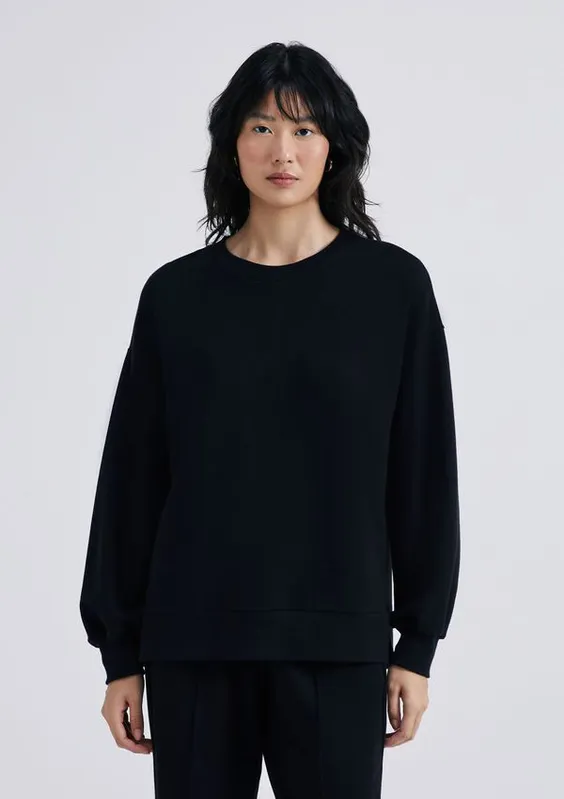Blusão Feminino Em Moletom Peluciado - Preto P