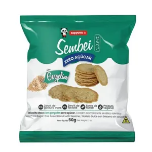 Biscoito Japonês Sembei Vegano Sem Açúcar Gergelim Sapporo 50g