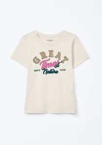 Blusa Infantil Menina Manga Curta Com Estampa - Bege 006
