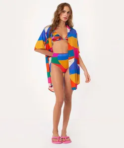 biquíni calcinha tanga hot pant prisma com proteção uv50 laranja P