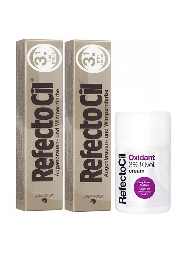 Kit Refectocil 2 Tinta + 1 Oxidante Creme N°3.1 Castanho Claro