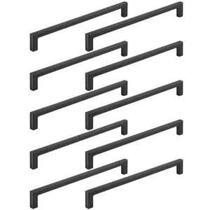 Kit 10 Puxadores Alça para Móveis Linea Zamac 128mm Preto Industrial Portas Gavetas Armários
