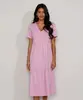Vestido Midi de Algodão com Recortes Manga Curta Lilás GG