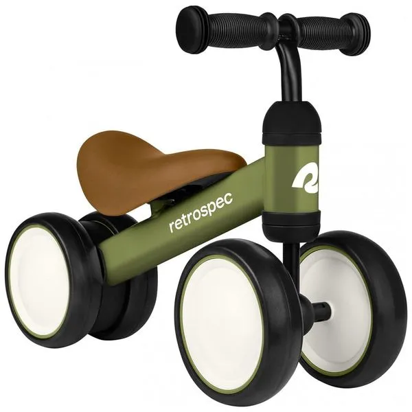 Bicicleta sem Pedal Infantil com 4 Rodas para Crianças de 1 a 4 Anos, RETROSPEC 5350, Verde 110v