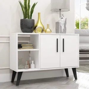 Balcão Buffet 2 Portas 2 Nichos Branco/Preto