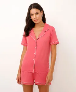 pijama americano de viscose curto rosa GG