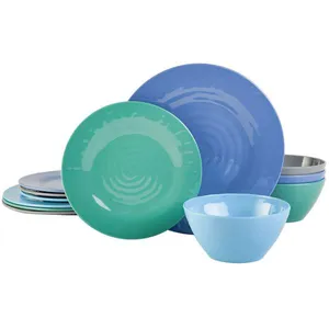 Jogo De Jantar Latcor 12 Peças Gibson Home Brist In Blue 116936.12