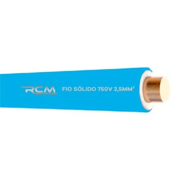 Fio Sólido 750V 2,5mm para Instalação Residencial e Comercial Azul RCM Cabos Elétricos Fio Sólido 750V 2,5mm para Fiação Residencial Azul RCM Cabos Elétricos