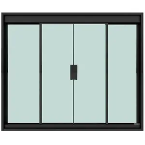 Janela De Correr Blinglass 4 Folhas Em Alumínio Vidro 1200x1000mm Preta (MP)