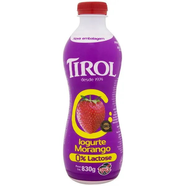 Iogurte Líquido Tirol Zero Lactose Morango 850g
