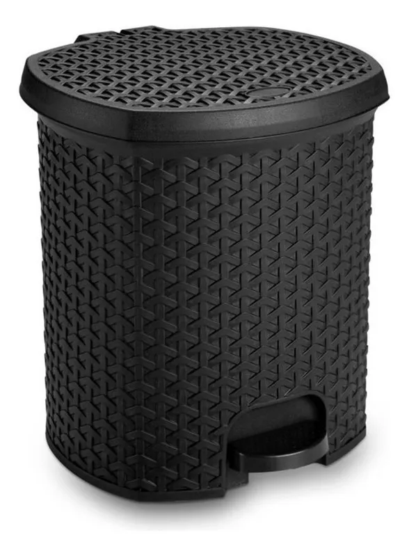 Lixeira Pedal Rattan 6 Lts Cozinha Banheiro Escritorio Preto