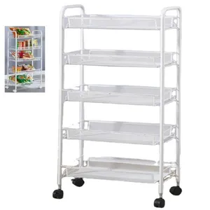 Carrinho Organizador Grande 5 Prateleiras Multiuso em Aço Carbono com Rodízios Branco Utibom Carrinho Organizador Grande 5 Prateleiras Multiuso em Aço Branco Utibom