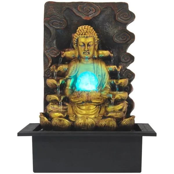 Fonte De água Buda Cascata Grande Com Luz De Led - 220v